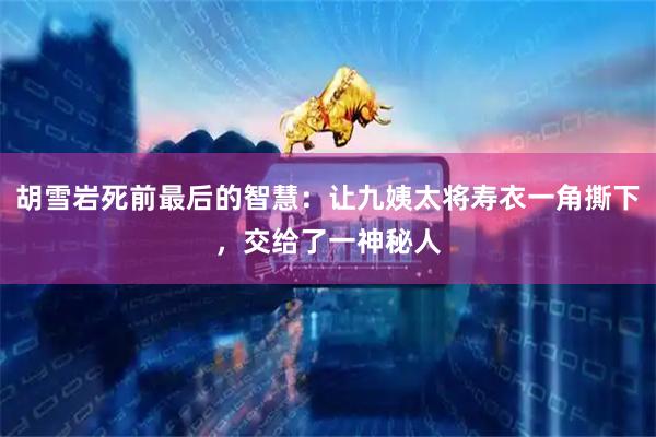胡雪岩死前最后的智慧：让九姨太将寿衣一角撕下，交给了一神秘人